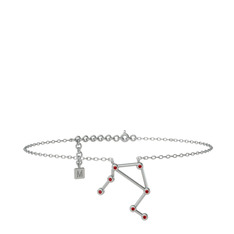 Libra Halhal - Garnet 925 ayar gümüş bilezik (20 cm beyaz altın rolo zincir) #1uuzr1s