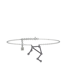 Libra Halhal - Swarovski 925 ayar siyah rodyum kaplama gümüş bilezik (20 cm beyaz altın rolo zincir) #1w6gduy