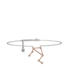 Libra Halhal - Beyaz zirkon 925 ayar rose altın kaplama gümüş bilezik (20 cm beyaz altın rolo zincir) #5vdfyb