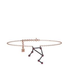 Libra Halhal - Garnet 925 ayar siyah rodyum kaplama gümüş bilezik (20 cm rose altın rolo zincir) #clwu8n