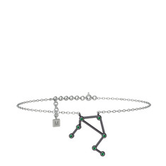 Libra Halhal - Yeşil kuvars 925 ayar siyah rodyum kaplama gümüş bilezik (20 cm beyaz altın rolo zincir) #dawjup