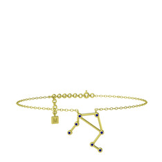 Libra Halhal - Lab safir 8 ayar altın bilezik (20 cm gümüş rolo zincir) #dm8wrk