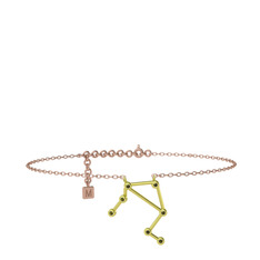 Libra Halhal - Peridot 14 ayar altın bilezik (20 cm gümüş rolo zincir) #fa6fsi