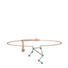 Libra Halhal - Yeşil kuvars 18 ayar beyaz altın bilezik (20 cm rose altın rolo zincir) #g7ikbc