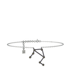 Libra Halhal - Peridot 925 ayar siyah rodyum kaplama gümüş bilezik (20 cm beyaz altın rolo zincir) #gbd3yg