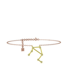 Libra Halhal - Swarovski 925 ayar altın kaplama gümüş bilezik (20 cm rose altın rolo zincir) #h8keel