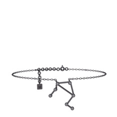 Libra Halhal - Pırlanta 925 ayar siyah rodyum kaplama gümüş bilezik (0.077 karat, 20 cm gümüş rolo zincir) #i68zp2