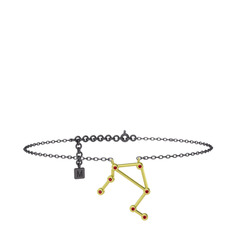 Garnet 8 ayar altın bilezik (20 cm gümüş rolo zincir)