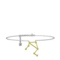 Libra Halhal - Swarovski 18 ayar altın bilezik (20 cm gümüş rolo zincir) #m7qqu9