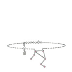 Libra Halhal - Pembe kuvars 14 ayar beyaz altın bilezik (20 cm beyaz altın rolo zincir) #mpolvx