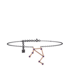 Libra Halhal - Lab safir 18 ayar rose altın bilezik (20 cm gümüş rolo zincir) #n6e8q7