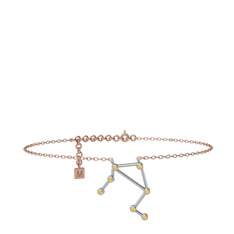 Libra Halhal - Sitrin 18 ayar beyaz altın bilezik (20 cm rose altın rolo zincir) #n9zpxz