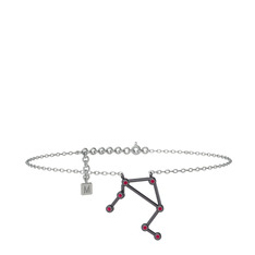 Libra Halhal - Rodolit garnet 925 ayar siyah rodyum kaplama gümüş bilezik (20 cm beyaz altın rolo zincir) #nls21x