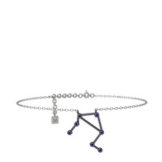 Libra Halhal - Lab safir 925 ayar siyah rodyum kaplama gümüş bilezik (20 cm beyaz altın rolo zincir) #oww3fw
