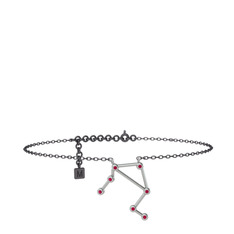 Rodolit garnet 8 ayar beyaz altın bilezik (20 cm gümüş rolo zincir)