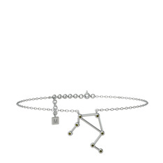 Libra Halhal - Peridot 14 ayar beyaz altın bilezik (20 cm gümüş rolo zincir) #qvq4s6