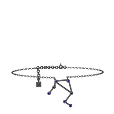 Lab safir 925 ayar siyah rodyum kaplama gümüş bilezik (20 cm gümüş rolo zincir)