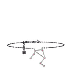 Libra Halhal - Pembe kuvars 14 ayar beyaz altın bilezik (20 cm gümüş rolo zincir) #uselc5