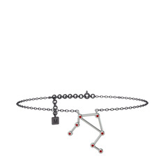 Libra Halhal - Garnet 18 ayar beyaz altın bilezik (20 cm gümüş rolo zincir) #vagnbk