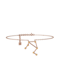 Libra Halhal - Sitrin 925 ayar rose altın kaplama gümüş bilezik (20 cm gümüş rolo zincir) #y88nxi