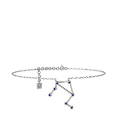 Libra Halhal - Lab safir 14 ayar beyaz altın bilezik (20 cm beyaz altın rolo zincir) #ys001b