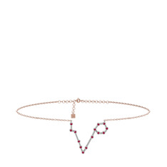 Pisces Halhal - Rodolit garnet 8 ayar beyaz altın bilezik (20 cm rose altın rolo zincir) #10020l6