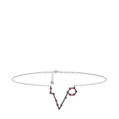 Pisces Halhal - Rodolit garnet 925 ayar siyah rodyum kaplama gümüş bilezik (20 cm gümüş rolo zincir) #11qtqf4