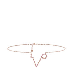 Pisces Halhal - Pembe kuvars 18 ayar rose altın bilezik (20 cm gümüş rolo zincir) #1440eup