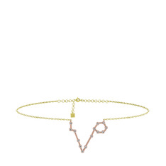 Pisces Halhal - Beyaz zirkon 925 ayar rose altın kaplama gümüş bilezik (20 cm gümüş rolo zincir) #14f70a0