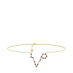 Pisces Halhal - Siyah zirkon 18 ayar rose altın bilezik (20 cm altın rolo zincir) #14vbcio