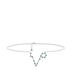 Pisces Halhal - Yeşil kuvars 18 ayar beyaz altın bilezik (20 cm beyaz altın rolo zincir) #15xlvp7