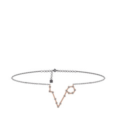 Pisces Halhal - Pırlanta 8 ayar rose altın bilezik (0.154 karat, 20 cm gümüş rolo zincir) #162r5l5