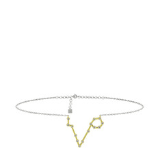 Pisces Halhal - Beyaz zirkon 925 ayar altın kaplama gümüş bilezik (20 cm beyaz altın rolo zincir) #16bxb5e