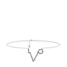 Pisces Halhal - Pırlanta 925 ayar siyah rodyum kaplama gümüş bilezik (0.154 karat, 20 cm beyaz altın rolo zincir) #170mlsa