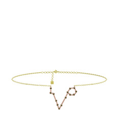 Pisces Halhal - Peridot 18 ayar rose altın bilezik (20 cm gümüş rolo zincir) #17zgwsi