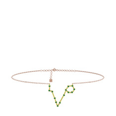 Pisces Halhal - Yeşil kuvars 925 ayar altın kaplama gümüş bilezik (20 cm rose altın rolo zincir) #18gpf2o