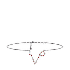 Garnet 8 ayar beyaz altın bilezik (20 cm gümüş rolo zincir)