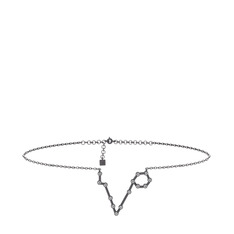 Pisces Halhal - Swarovski 925 ayar siyah rodyum kaplama gümüş bilezik (20 cm gümüş rolo zincir) #1dap1px