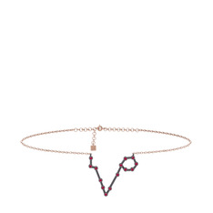 Pisces Halhal - Rodolit garnet 925 ayar siyah rodyum kaplama gümüş bilezik (20 cm rose altın rolo zincir) #1hbalsu