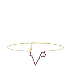 Pisces Halhal - Rodolit garnet 925 ayar siyah rodyum kaplama gümüş bilezik (20 cm altın rolo zincir) #1jalarr
