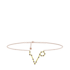 Pisces Halhal - Ametist 925 ayar altın kaplama gümüş bilezik (20 cm rose altın rolo zincir) #1k9mq6p