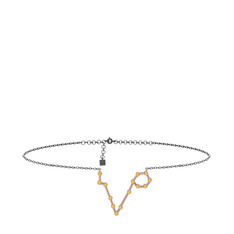 Pisces Halhal - Sitrin 925 ayar rose altın kaplama gümüş bilezik (20 cm gümüş rolo zincir) #1klk4ty
