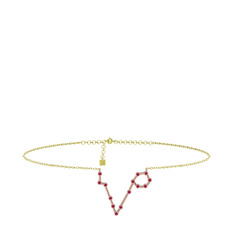 Pisces Halhal - Rodolit garnet 18 ayar rose altın bilezik (20 cm altın rolo zincir) #1la5aav