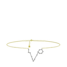 Pisces Halhal - Swarovski 925 ayar gümüş bilezik (20 cm altın rolo zincir) #1lleqrd