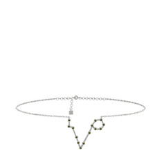Pisces Halhal - Peridot 14 ayar beyaz altın bilezik (20 cm beyaz altın rolo zincir) #1or48n9