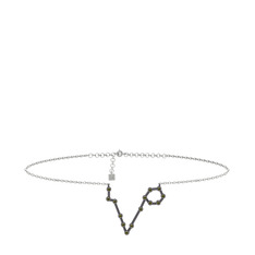 Pisces Halhal - Peridot 925 ayar siyah rodyum kaplama gümüş bilezik (20 cm beyaz altın rolo zincir) #1q152m4