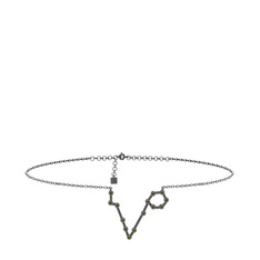 Pisces Halhal - Peridot 925 ayar siyah rodyum kaplama gümüş bilezik (20 cm gümüş rolo zincir) #1qcsjsk