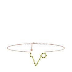 Peridot 18 ayar altın bilezik (20 cm gümüş rolo zincir)