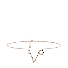 Pisces Halhal - Siyah zirkon 8 ayar rose altın bilezik (20 cm gümüş rolo zincir) #1qo4b85