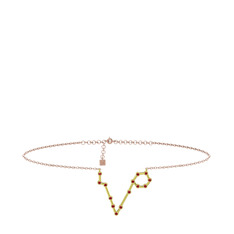 Pisces Halhal - Garnet 14 ayar altın bilezik (20 cm gümüş rolo zincir) #1rdw436